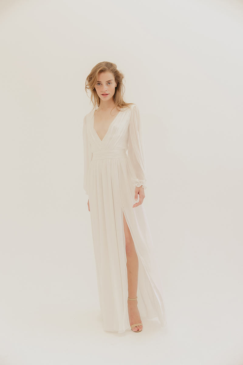 Crinkle chiffon dress with beautiful draping detail